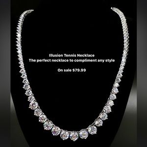 Sterling silver tennis illusion necklace